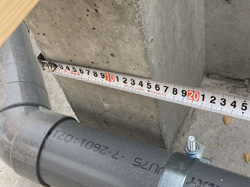 滋賀県 石守の家 2階建て 現場チェック 立上りコンクリート巾確認