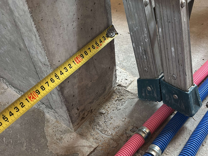 京都市 波田町の家 2階建て 現場チェック 立上りコンクリート巾確認