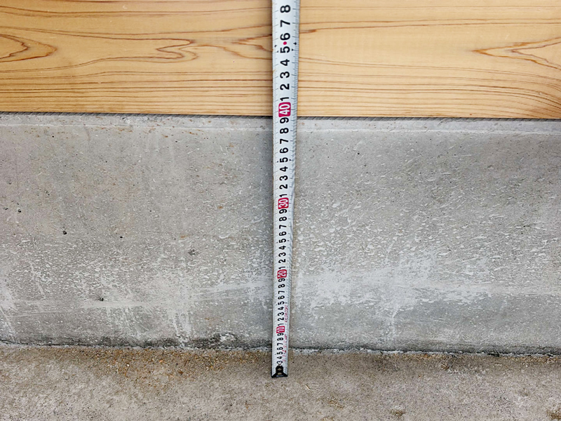 大津市 字野の家 2階建て 現場チェック 立上りコンクリート高さ確認