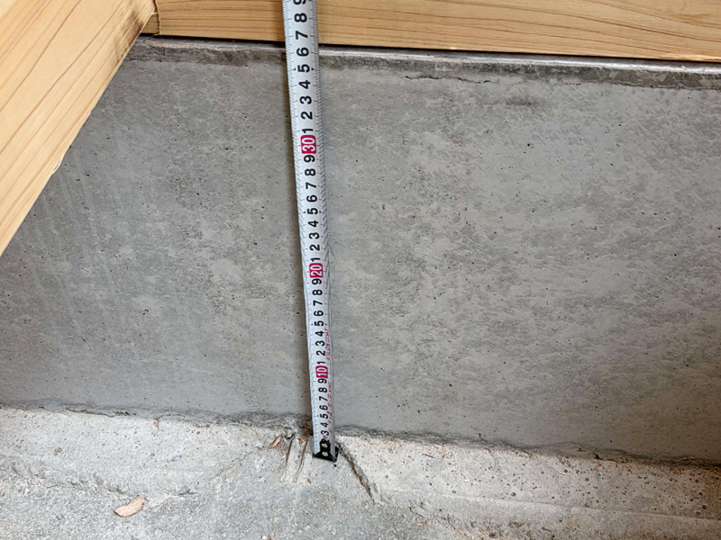 向日市 中乃町の家 2階建て 現場チェック 立上りコンクリート高さ確認