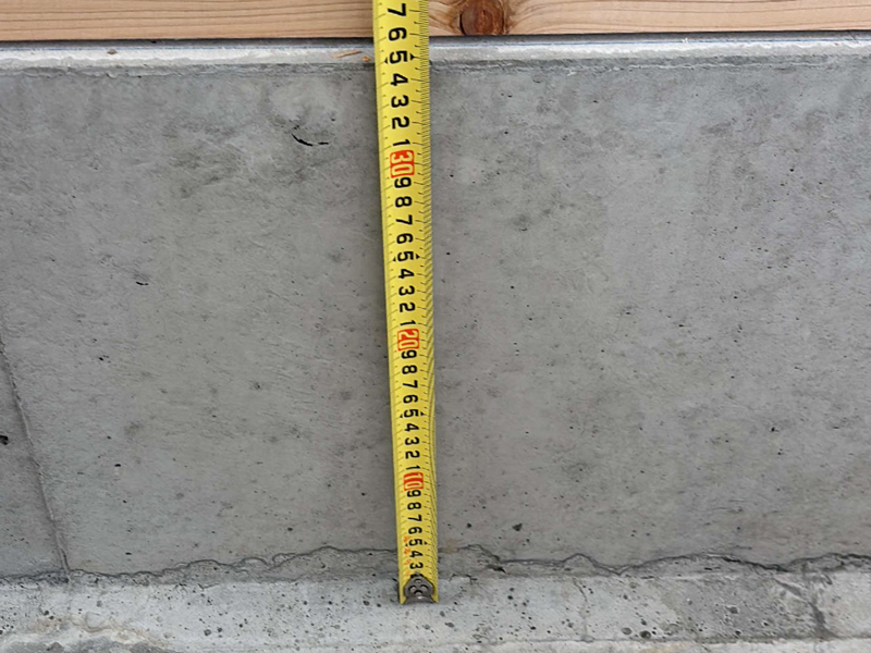 京都市 橘の家 2階建て 現場チェック 立ち上がりコンクリート高さ確認