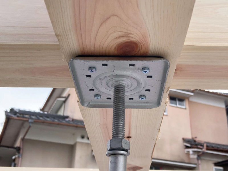 滋賀県 石守の家 2階建て 現場チェック 大引受けビス確認