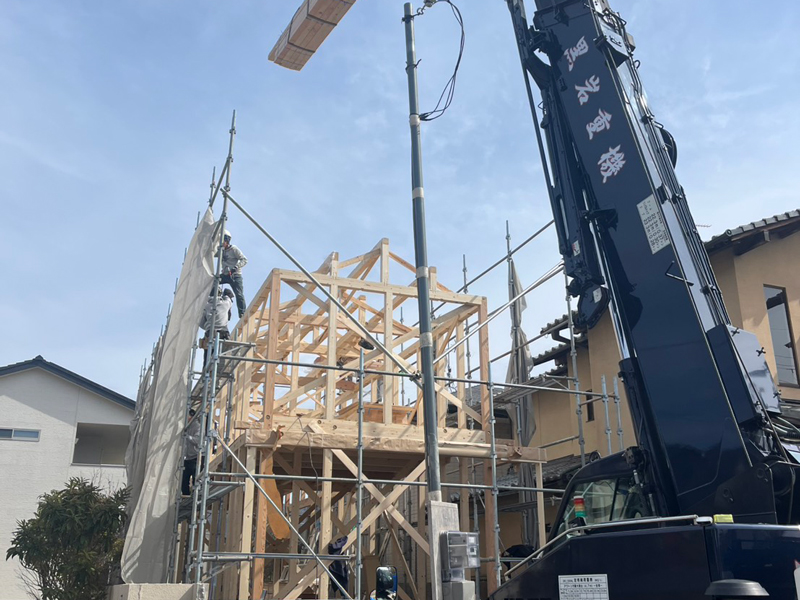 京都市 橘の家 2階建て 現場チェック 上棟