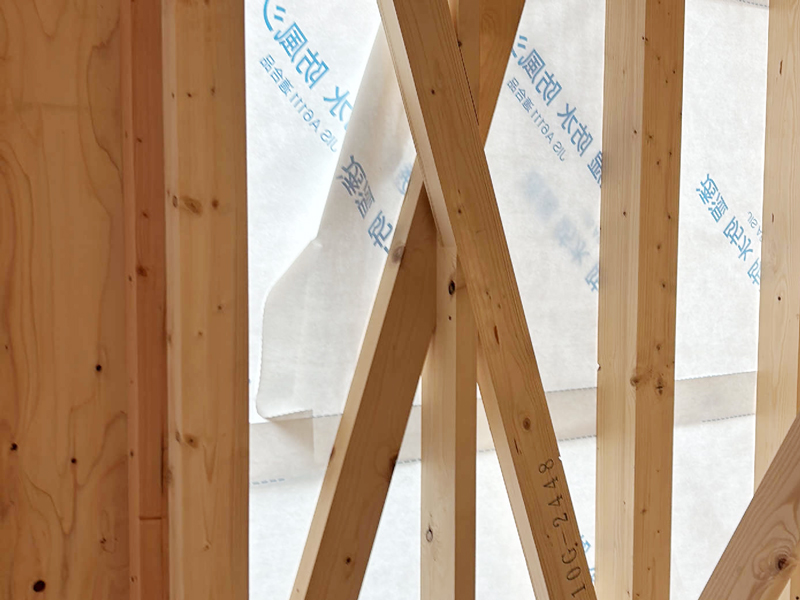 守山市 門田の家 2階建て 現場チェック 筋交い耐力壁位置確認