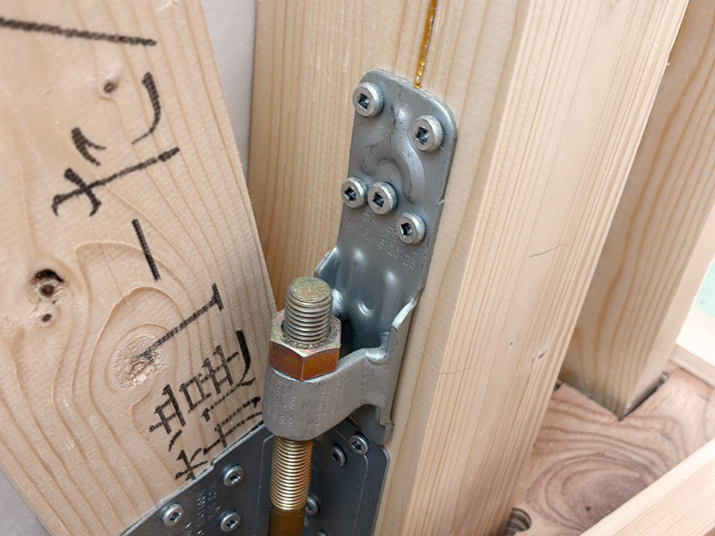 京都市 橘の家 2階建て 現場チェック ホールダウンアンカー金物確認