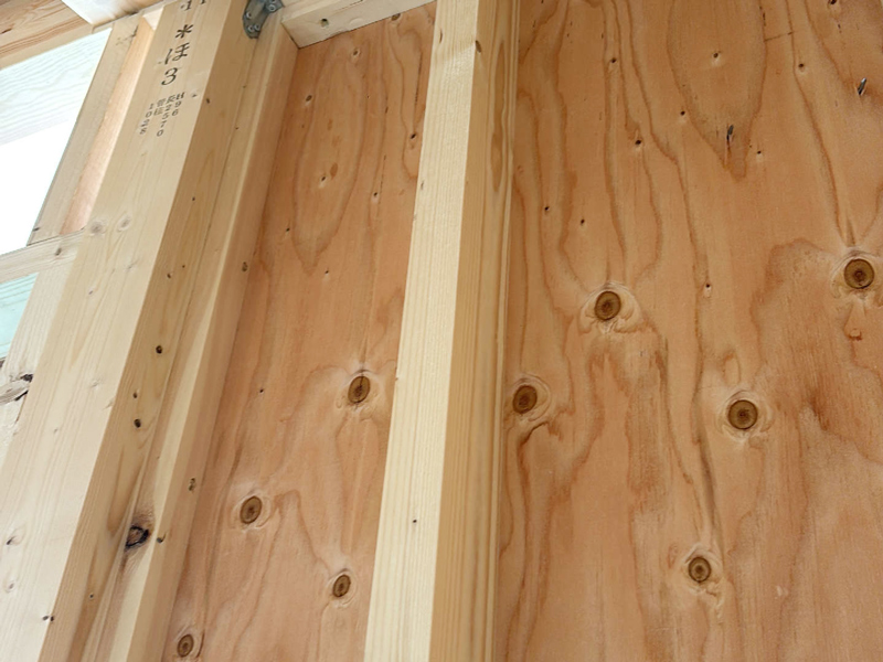 京都市 野々上の家 2階建て 現場チェック 面材耐力壁位置確認