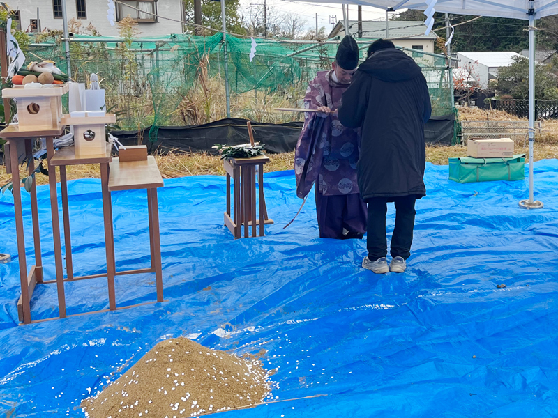 滋賀県 花山の家 2階建て 現場チェック 地鎮祭