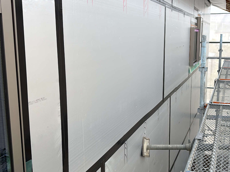 京都市 橘の家 2階建て 現場チェック 壁断熱材厚さ確認