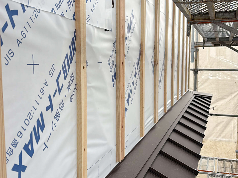 大津市 青海の家 2階建て 現場チェック 防水シート施工確認