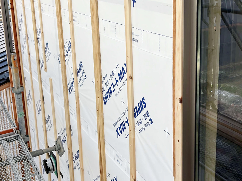 大津市 泰平の家 2階建て 現場チェック 防水シート施工確認