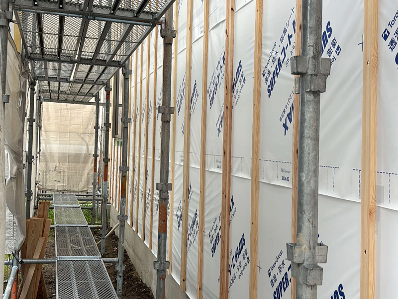 大津市 森景の家 2階建て 現場チェック 防水シート施工確認