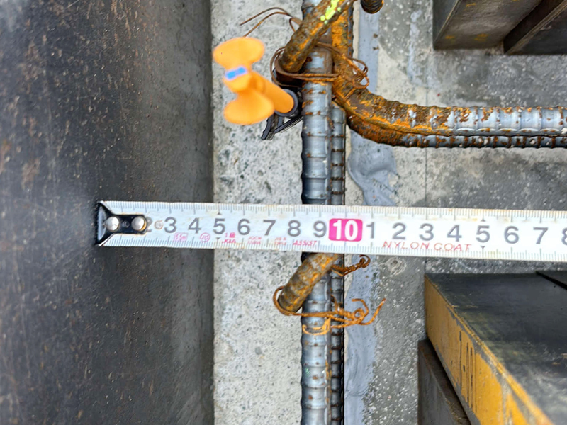 大津市 大宮の家 2階建て 現場チェック 外周部鉄筋かぶり厚さ確認