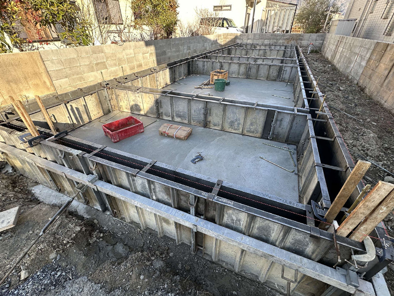 京都市 橘の家 2階建て 現場チェック 立上り型枠施工確認