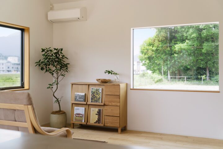 滋賀県大津市で建てた注文住宅の景色の良いリビング