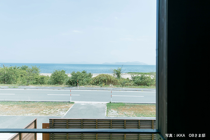 琵琶湖の側の見学会の家の二階からの景色