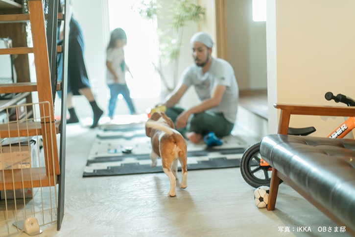 滋賀県の平屋の完成見学会の犬と暮らす室内土間
