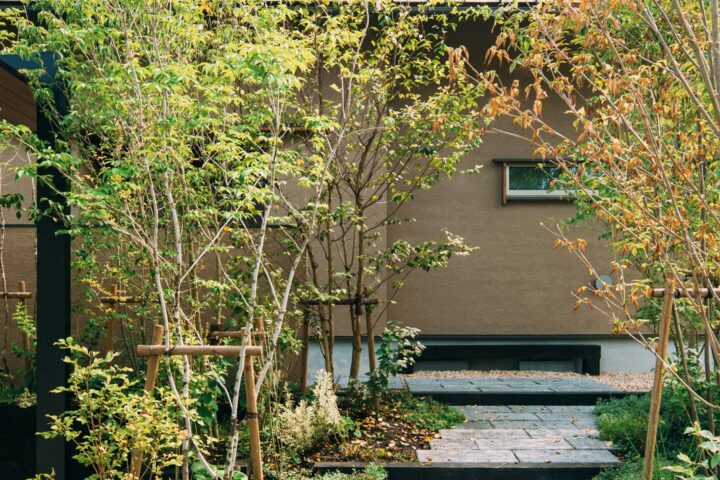 平屋で終の棲家として計画した40代夫婦の家のアプローチ