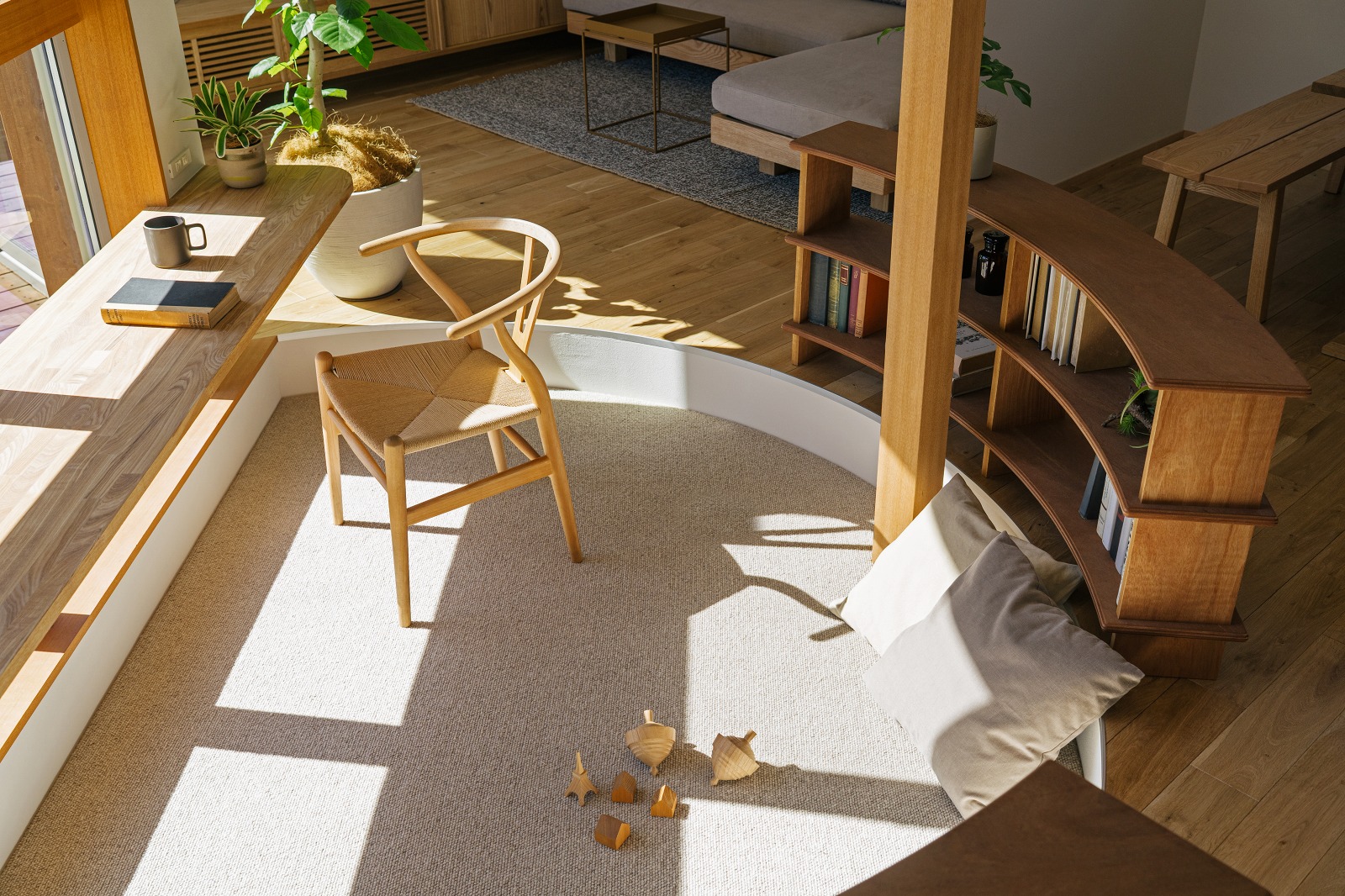 大津市の工務店で建てた家の図書スペース