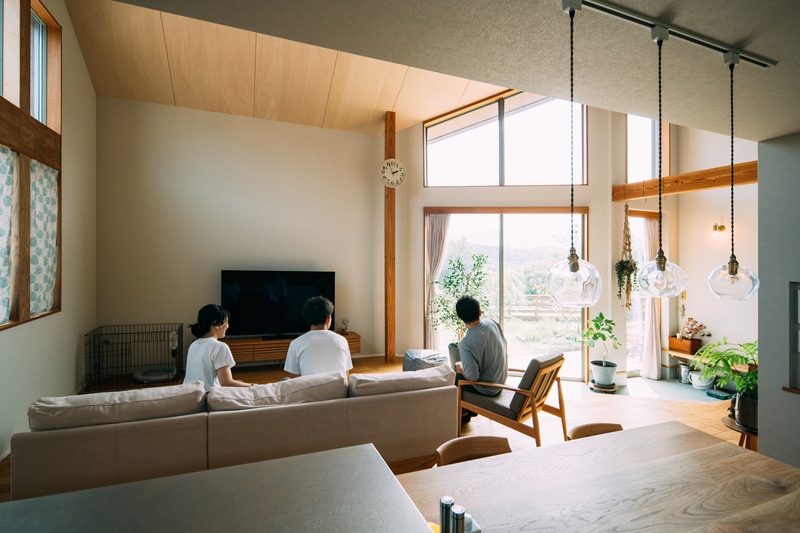 コンパクトな平屋で過ごす家族