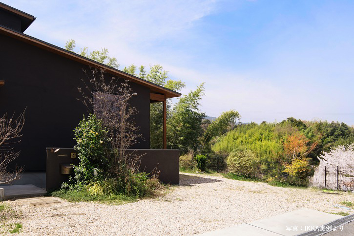 滋賀県野洲市の平屋の完成見学会の家のお庭のイメージ